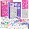 imageVigorFun 2 Pack DIY Journal Kit for Girls Ages 812 Gifts for Teen Girls  Share Scrapbook ampamp Diary Supplies Set with Friends Journaling Art and Crafts Kit PinkBluePinkPurple