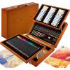 imageVigorFun Art Supplies 170Piece Deluxe Wooden Art Set Crafts Kit with Oil Pastels Colored Pencils Watercolor Paint Acrylic Paint Oil Paint Creative Gift for Kids Teens Beginners Girls Boys
