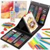imageVigorFun Art Supplies 240Piece Drawing Art Kit Gifts for Kids Girls Boys Teens Art Set Crafts Case with Double Sided Trifold Easel Includes Sketch Pads Crayons Colored Pencils PinkBlack