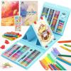 imageVigorFun Art Supplies 240Piece Drawing Art Kit Gifts for Kids Girls Boys Teens Art Set Crafts Case with Double Sided Trifold Easel Includes Sketch Pads Crayons Colored Pencils PinkCyan