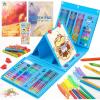 imageVigorFun Art Supplies 240Piece Drawing Art Kit Gifts for Kids Girls Boys Teens Art Set Crafts Case with Double Sided Trifold Easel Includes Sketch Pads Crayons Colored Pencils PinkBlue