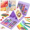 imageVigorFun Art Supplies 240Piece Drawing Art Kit Gifts for Kids Girls Boys Teens Art Set Crafts Case with Double Sided Trifold Easel Includes Sketch Pads Crayons Colored Pencils PinkPurple