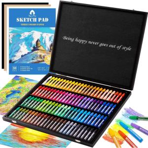imageOil Pastels 100 Pieces Deluxe Wooden Pastels Art Supplies Set with Blessing 3Color Sketch Pad Included Creative Gift Box for Kids Artists Adults Beginners  Being Happy Never Goes Out of Style