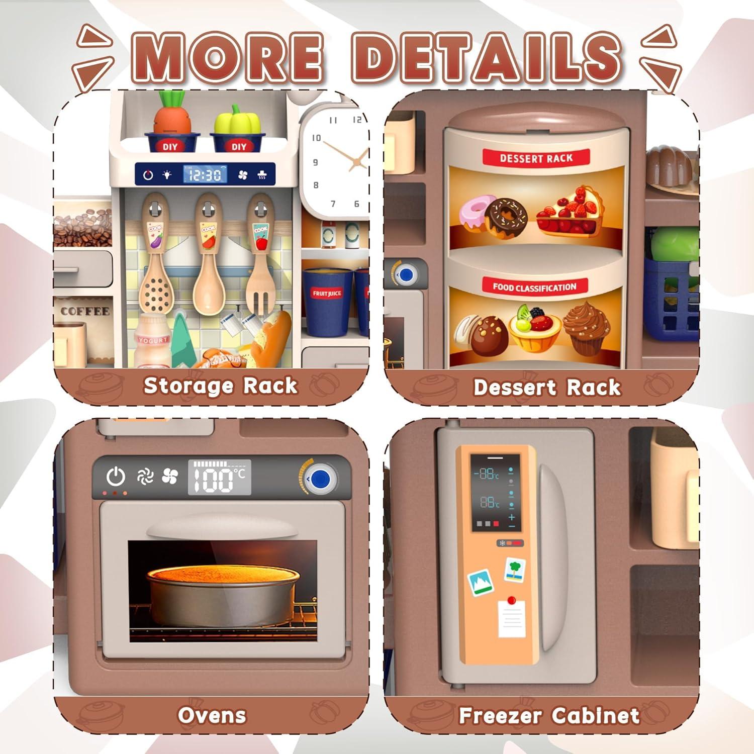 imageMini Kids Kitchen Playset with Apron Play Kitchen Toy with Realistic Steam and Lights Play Sink and Toy Kitchen Accessories Pretend Play Gift for Toddlers 35 Boys Girls Greywith Apron