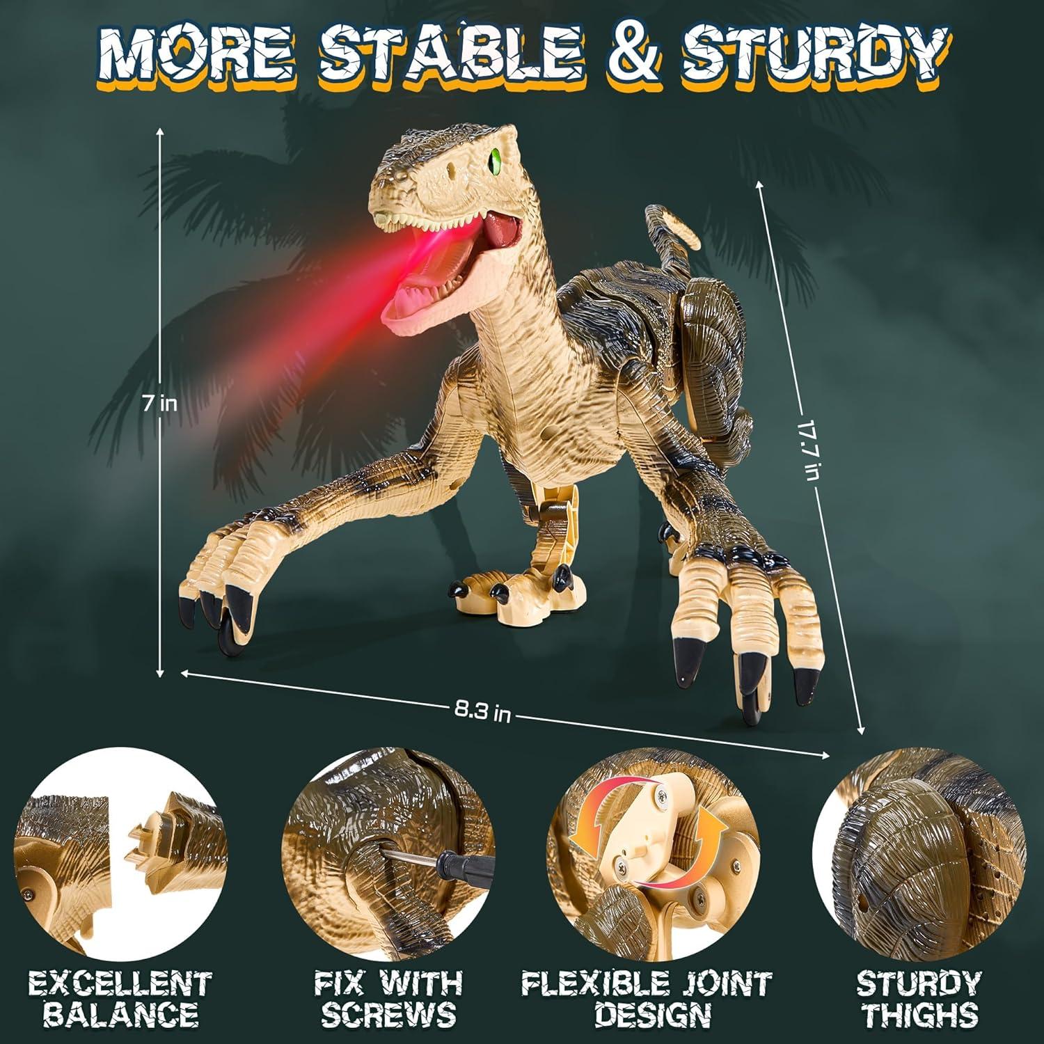 imageDinosaur Toys for Kids 357 with Stickers Remote Control Dinosaur Toys with 3D Eyes Shaking Head Roaring Sounds Demo Function Realistic Jurassic Toy for 3 4 5 6 7 8 Year Old Boys Gifts BrownBrown