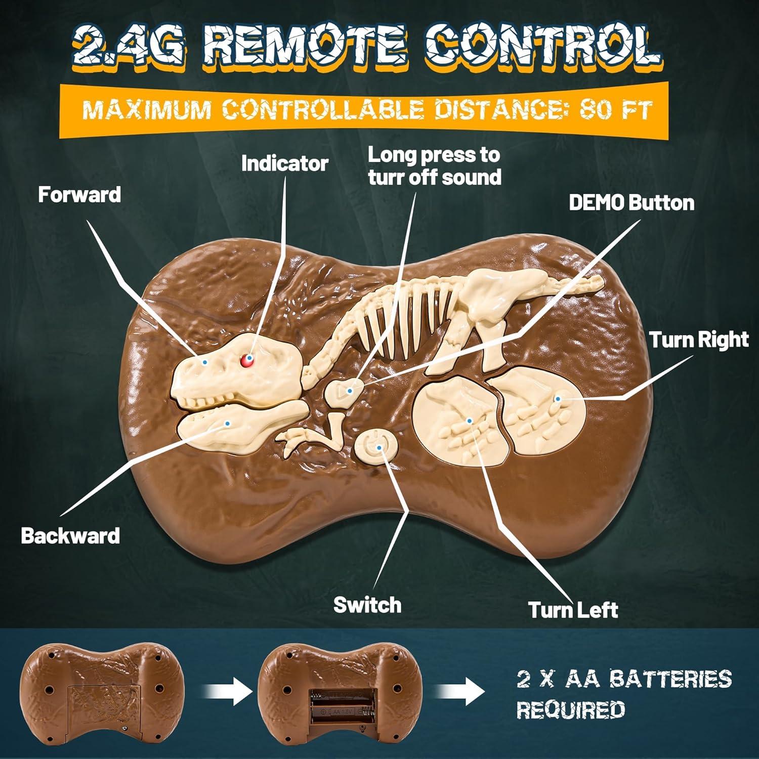 imageDinosaur Toys for Kids 357 with Stickers Remote Control Dinosaur Toys with 3D Eyes Shaking Head Roaring Sounds Demo Function Realistic Jurassic Toy for 3 4 5 6 7 8 Year Old Boys Gifts BrownBrown