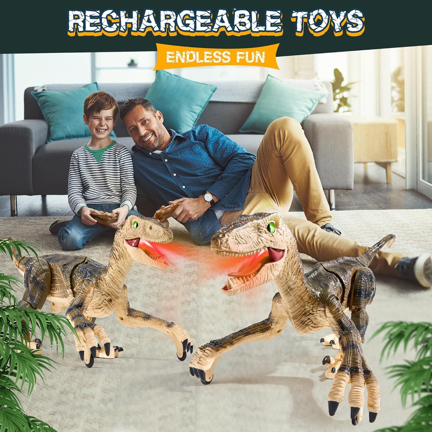 imageDinosaur Toys for Kids 357 with Stickers Remote Control Dinosaur Toys with 3D Eyes Shaking Head Roaring Sounds Demo Function Realistic Jurassic Toy for 3 4 5 6 7 8 Year Old Boys Gifts BrownBrown
