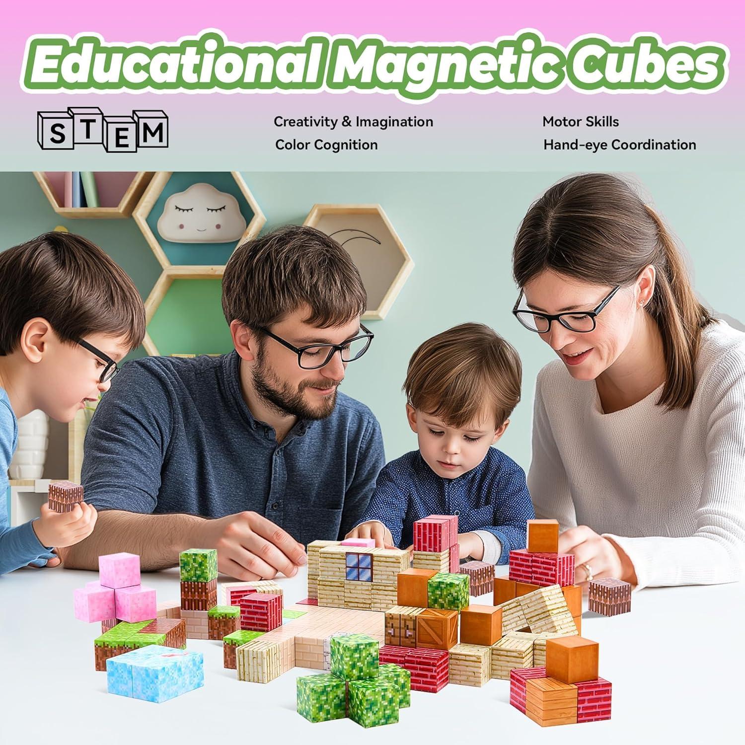 imageMagnetic Blocks Set Magnet Building Blocks with Toy Figurine and Storage Bag for Kids Gifts STEM Educational Preschool Sensory Toys for Toddlers Boys Girls Ages 312TransparentMulticolor