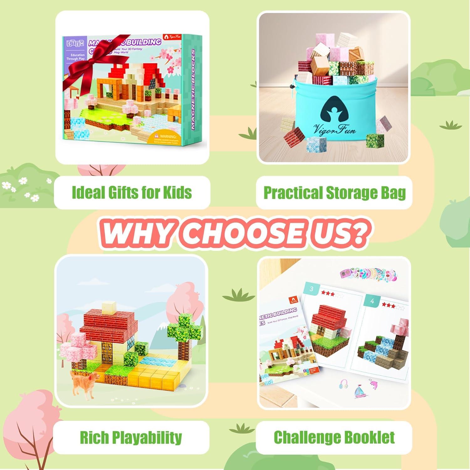 imageMagnetic Blocks Set Magnet Building Blocks with Toy Figurine and Storage Bag for Kids Gifts STEM Educational Preschool Sensory Toys for Toddlers Boys Girls Ages 312TransparentMulticolor