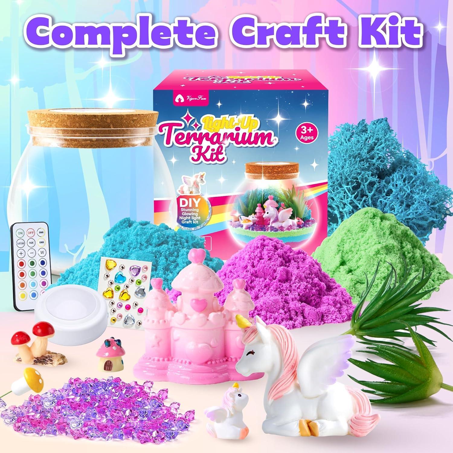 imageMermaid Terrarium Kit for Kids  Creative LED Night Light Gifts for Girls Birthday Age 3 DIY Arts ampamp Crafts Light Up Kit Mermaids Toys for Kids 4 5 6 7 8 9 10 Year OldUnicorn