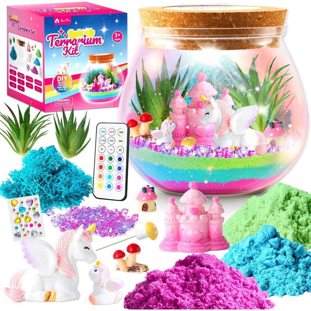 imageMermaid Terrarium Kit for Kids  Creative LED Night Light Gifts for Girls Birthday Age 3 DIY Arts ampamp Crafts Light Up Kit Mermaids Toys for Kids 4 5 6 7 8 9 10 Year OldUnicorn