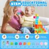 imageMagnetic Blocks Set Magnet Building Blocks with Toy Figurine and Storage Bag for Kids Gifts STEM Educational Preschool Sensory Toys for Toddlers Boys Girls Ages 312TransparentTransparent