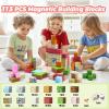 imageMagnetic Blocks Set Magnet Building Blocks with Toy Figurine and Storage Bag for Kids Gifts STEM Educational Preschool Sensory Toys for Toddlers Boys Girls Ages 312TransparentMulticolor