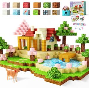 imageMagnetic Blocks Set Magnet Building Blocks with Toy Figurine and Storage Bag for Kids Gifts STEM Educational Preschool Sensory Toys for Toddlers Boys Girls Ages 312TransparentMulticolor