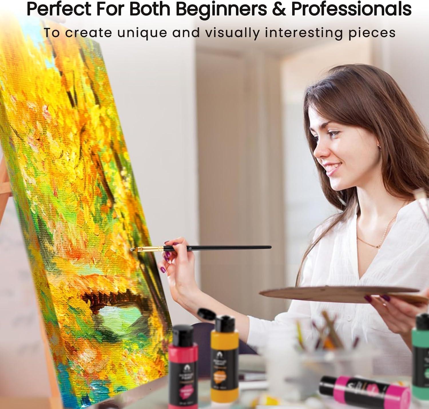 image40 Pcs Classic ampamp Metallic ampamp Pastel Acrylic Paint Set with 12 Brushes 2 Knives ampamp Palette 24 Colors 2oz60ml  for Adults Kids Artists ampamp Beginners  Arts and Crafts Painting KitClassic