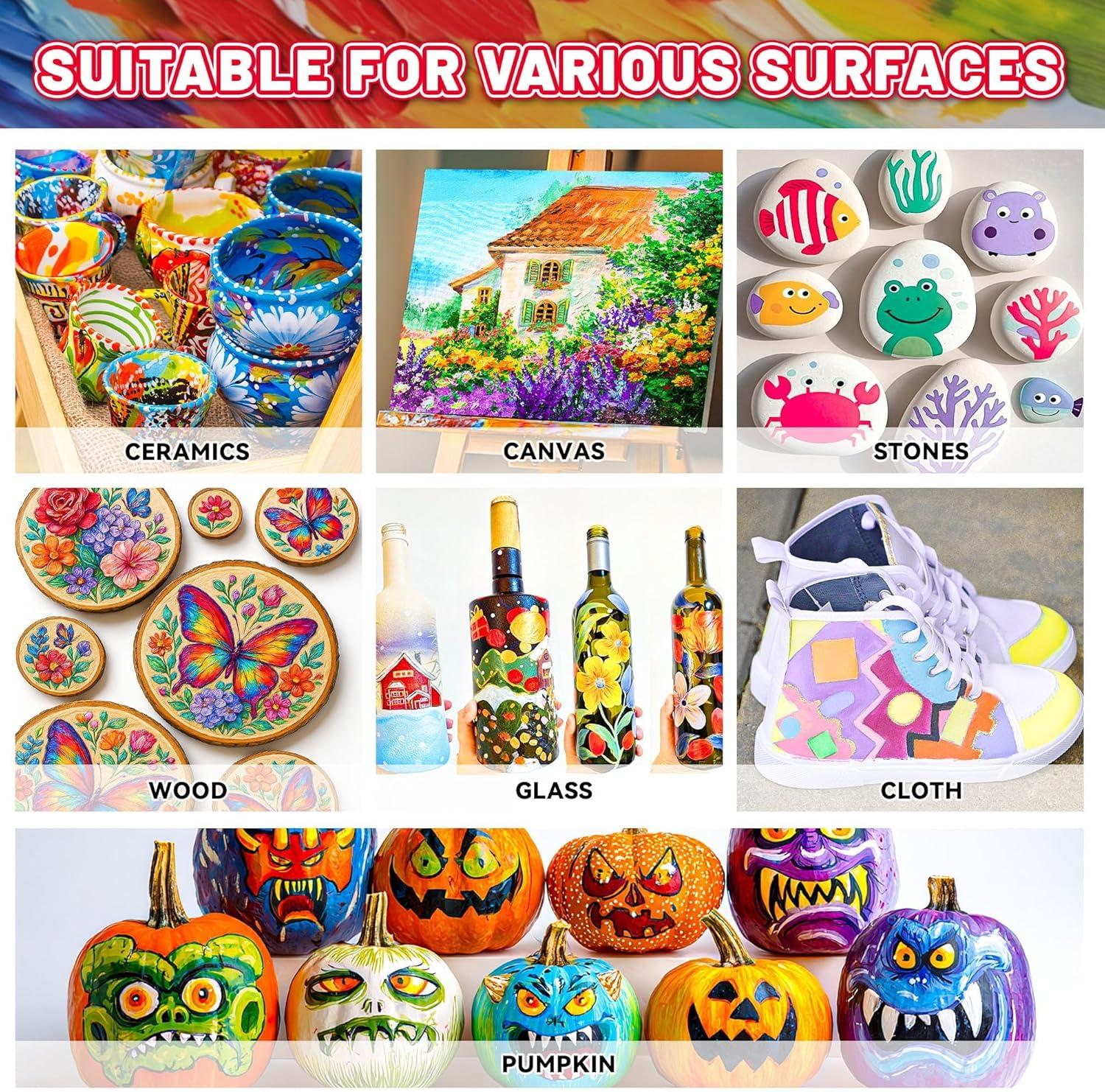 image40 Pcs Classic ampamp Metallic ampamp Pastel Acrylic Paint Set with 12 Brushes 2 Knives ampamp Palette 24 Colors 2oz60ml  for Adults Kids Artists ampamp Beginners  Arts and Crafts Painting KitMixed