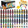 image40 Pcs Classic ampamp Metallic ampamp Pastel Acrylic Paint Set with 12 Brushes 2 Knives ampamp Palette 24 Colors 2oz60ml  for Adults Kids Artists ampamp Beginners  Arts and Crafts Painting KitMixed