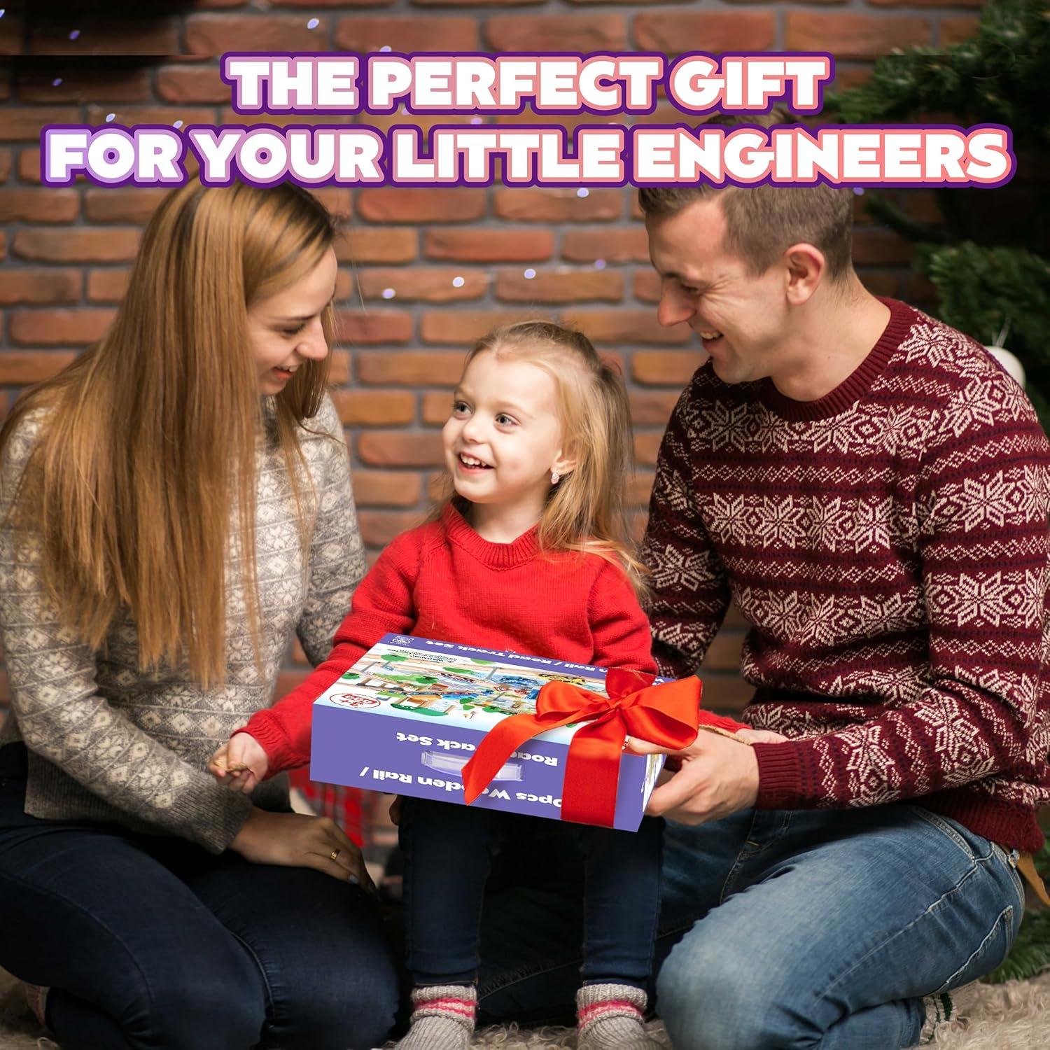 image172Pcs Wooden Train Set for Toddlers Wooden Train Track  Expandable and Changeable Safe Educational Train Toys Gift for Boys ampamp Girls Kids Ages 35 48 Compatible with All Major Brands