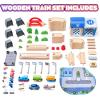 image102Piece Wooden Train Set for Kids Ages 38  Expandable ampamp Customizable Track  Safe NonToxic STEM Toy Gift for Toddlers ampamp Children  Compatible with Major Brands