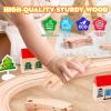 image47Pcs Wooden Train Set for Toddlers Wooden Train Track  Expandable and Changeable Safe Educational Train Toys Gift for Boys ampamp Girls Kids Ages 35 48 Compatible with All Major Brands