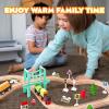 image47Pcs Wooden Train Set for Toddlers Wooden Train Track  Expandable and Changeable Safe Educational Train Toys Gift for Boys ampamp Girls Kids Ages 35 48 Compatible with All Major Brands