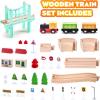 image47Pcs Wooden Train Set for Toddlers Wooden Train Track  Expandable and Changeable Safe Educational Train Toys Gift for Boys ampamp Girls Kids Ages 35 48 Compatible with All Major Brands