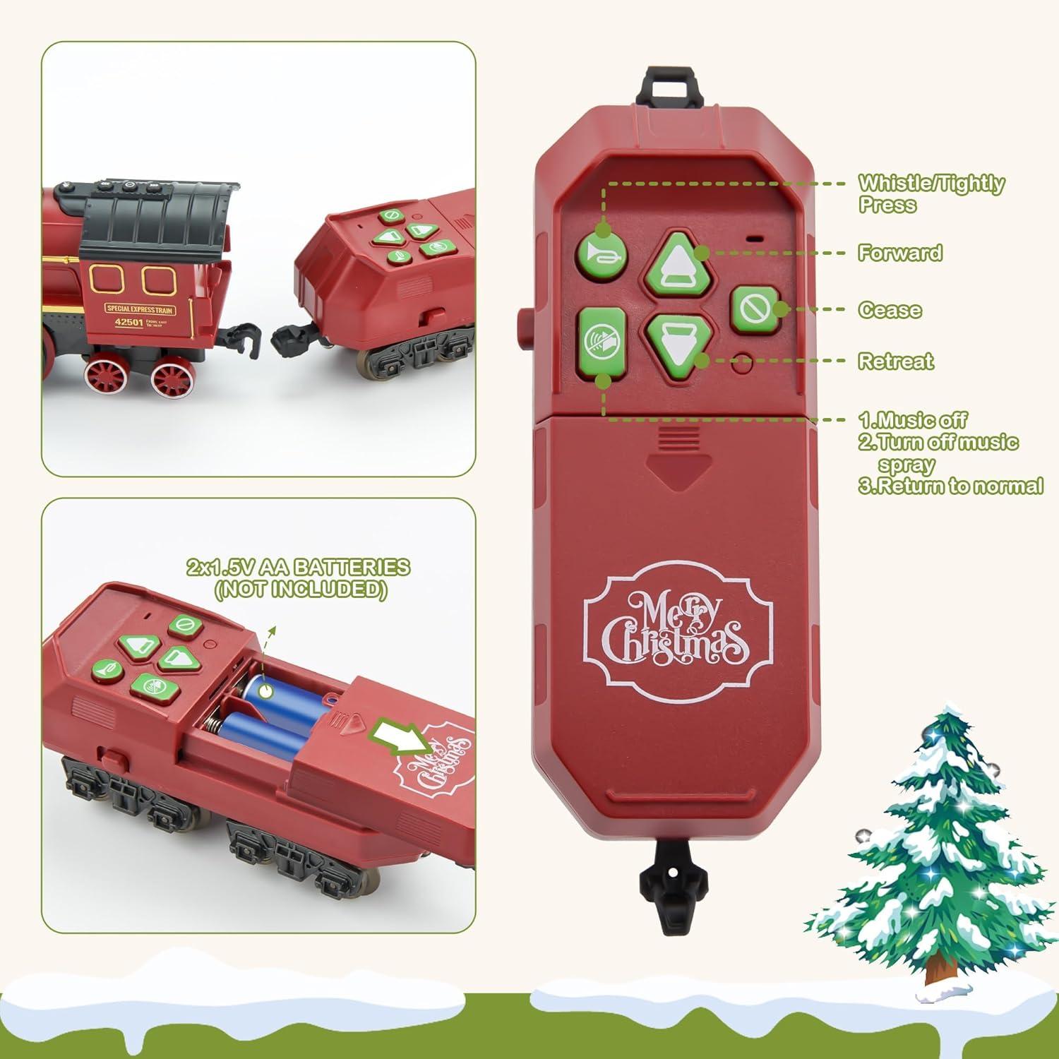 imageTrain Set with More Tracks ampamp Carriages Luxury Train Toys with Smoke Light and Sound Christmas Train Sets for Around The Tree Toy Train Set for 3 4 5 6 7 8 Years Old Boys Toddlers GiftsLuxury