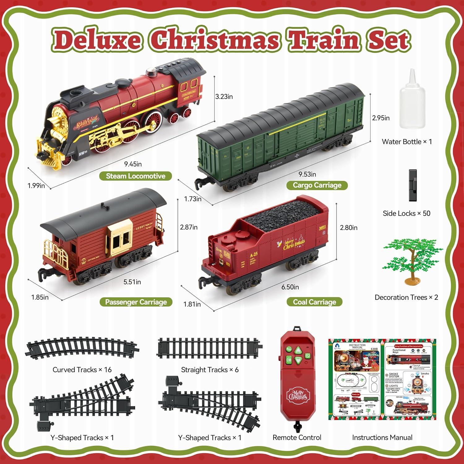 imageTrain Set with More Tracks ampamp Carriages Luxury Train Toys with Smoke Light and Sound Christmas Train Sets for Around The Tree Toy Train Set for 3 4 5 6 7 8 Years Old Boys Toddlers GiftsHighEnd