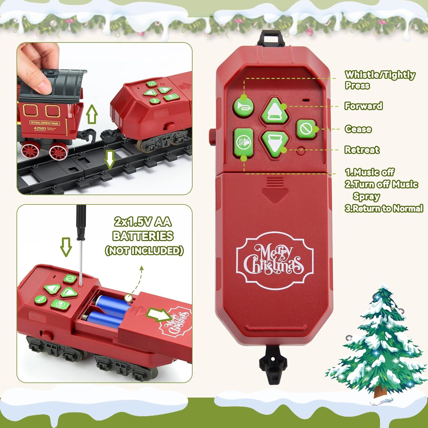 imageTrain Set with More Tracks ampamp Carriages Luxury Train Toys with Smoke Light and Sound Christmas Train Sets for Around The Tree Toy Train Set for 3 4 5 6 7 8 Years Old Boys Toddlers GiftsHighEnd