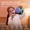 imageAll Rounder Karaoke Machine for Kids Teens Portable Bluetooth Karaoke Speaker with Two Mics Voice Changer Light Effect Bass Tremolo Supports USBTFAUX for Home Party Gifts Toys for Girls BlueGreen