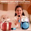 imageAll Rounder Karaoke Machine for Kids Teens Portable Bluetooth Karaoke Speaker with Two Mics Voice Changer Light Effect Bass Tremolo Supports USBTFAUX for Home Party Gifts Toys for Girls BlueBlue