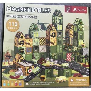 imageVigorFun 110Piece Military Magnetic Tiles Building Blocks Set  STEM Construction Kit with Soldier Toy Figurines Educational Sensory Toys for Kids Ages 38 Creative Gift for Toddlers Boys ampamp Girls