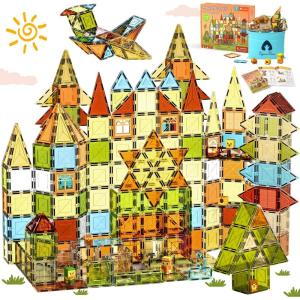 imageVigorFun 120Piece Magnetic Tiles Building Set for Kids Ages 38  Creative Play STEM Toys with Magnetic Blocks Educational Construction Sensory Gift for Toddlers Boys ampamp Girls
