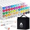 imageVigorFun Alcohol Markers Brush Tip 52 Colors Dual Tip Artist Brush ampamp Chisel Tip Sketch Art Paint Marker Pens for Kids Adults Coloring Drawing Sketching Illustration Art Supplies Kit52 Colors Brush  Chisel Tip
