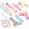 image17 Pcs Wooden Makeup Toy Set Complete Beauty Salon Play Set with Hair Dryer Clippers and Accessories  Perfect for Imaginative Play with Girls Ages 3 4 5 6