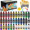 image40 PCS Acrylic Paint Set  24 Colors 2oz60ml with Brushes Knives amp Palette  Rich Pigments Gifts for Adults Artists amp Beginners  Painting on Canvas Ceramic Rock WoodMixed