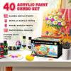image40 PCS Acrylic Paint Set  24 Colors 2oz60ml with Brushes Knives amp Palette  Rich Pigments Gifts for Adults Artists amp Beginners  Painting on Canvas Ceramic Rock WoodMixed