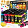 image40 PCS Acrylic Paint Set  24 Colors 2oz60ml with Brushes Knives amp Palette  Rich Pigments Gifts for Adults Artists amp Beginners  Painting on Canvas Ceramic Rock WoodClassic