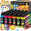 image:imageVigorFun 26 Pcs Glow in the Dark Acrylic Paint Set with 12 Brushes 2 Knives amp Palette 10 Colors 2oz60ml  for Adults Artists amp Beginners  Arts and Crafts Painting KitClassic