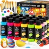 image:imageVigorFun 26 Pcs Glow in the Dark Acrylic Paint Set with 12 Brushes 2 Knives amp Palette 10 Colors 2oz60ml  for Adults Artists amp Beginners  Arts and Crafts Painting KitClassic