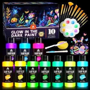 image:imageVigorFun 26 Pcs Glow in the Dark Acrylic Paint Set with 12 Brushes 2 Knives amp Palette 10 Colors 2oz60ml  for Adults Artists amp Beginners  Arts and Crafts Painting KitMultiple colors